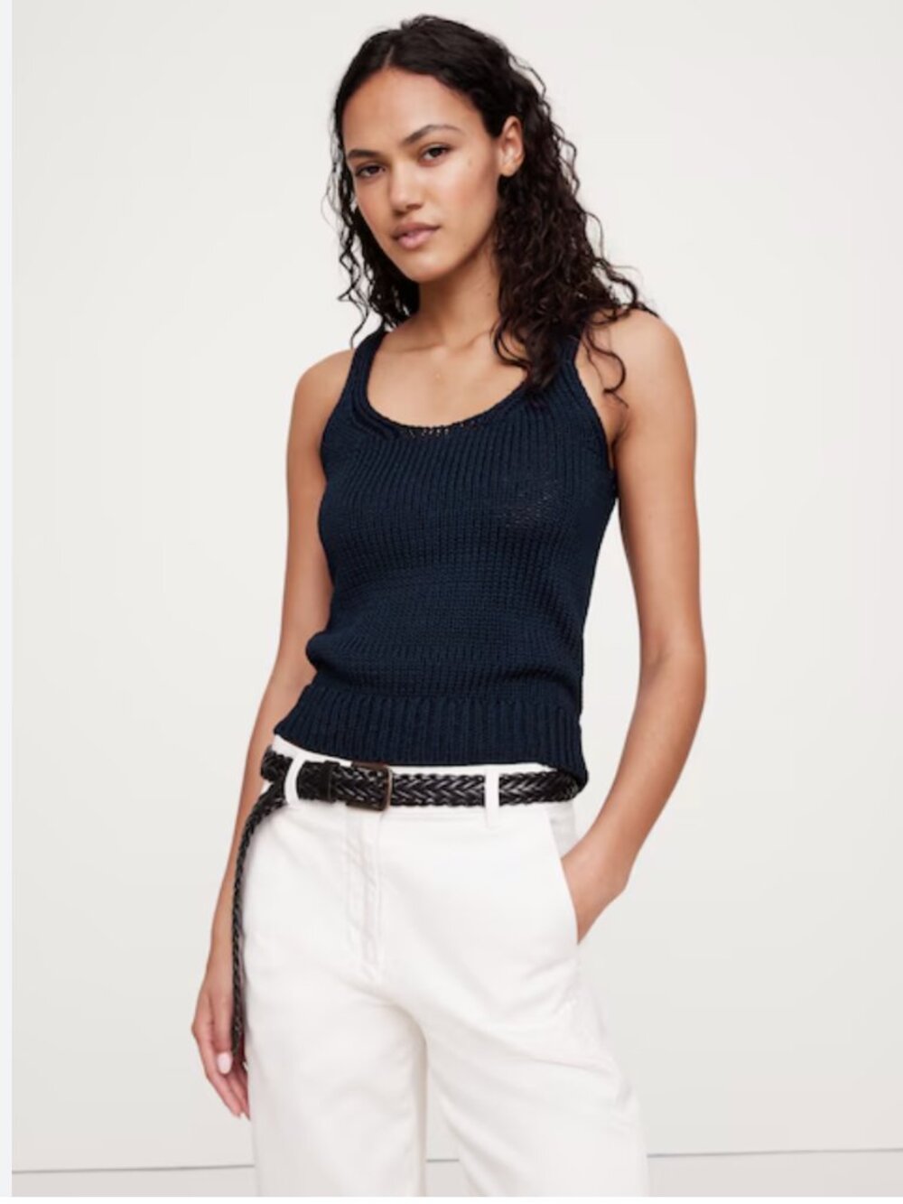 EUC Banana Republic Cotton Knit Tank - Small Navy
